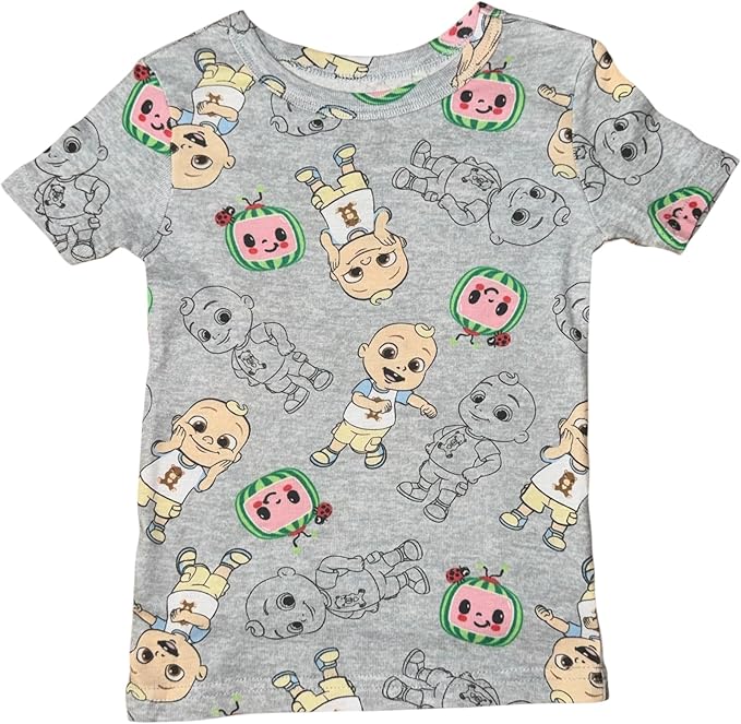 CoComelon Toddler Unisex 4-Piece Cotton Pajama Set, JJ and Friends Graphic Tees and Matching Pants, Snug Fit Sleepwear