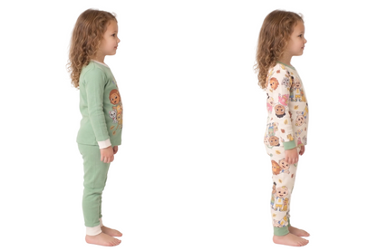 CoComelon Unisex 4-Piece Cotton Pajama Set, JJ and Friends "Best Friends" Graphic Tees and Matching Pants, Sage Green/Cream