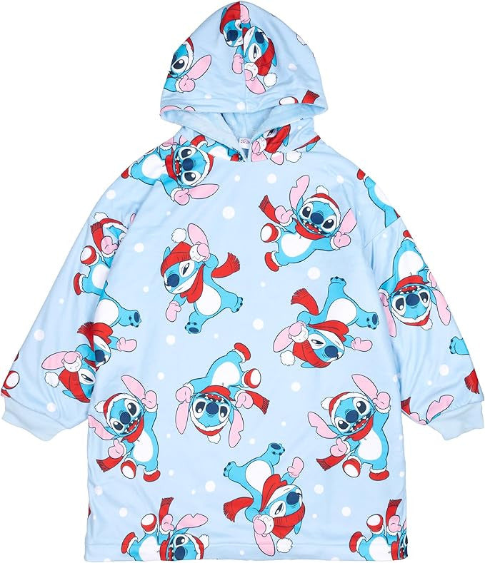 Disney Lilo and Stitch Unisex Hooded Nightgown Sleep Shirt Winter Stitch Print
