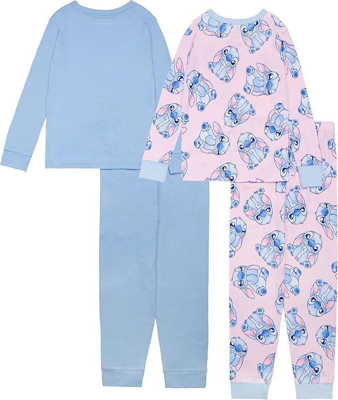 Disney Girls Lilo & Stitch 4-Piece Snug-fit Cotton Pajama Set