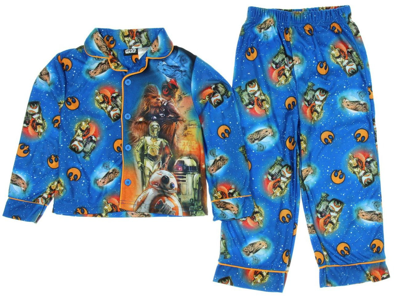 Star Wars Boys Button Front Pajama Coat 2 Piece Sleep Set (10/12)