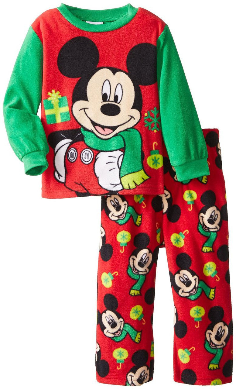 Disney Mickey Mouse Little Boys' Holiday Cozy Fleece Pajama Set, 4T