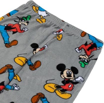 Disney Mickey and Friends Boys 2-Piece Fleece Pajama Set, Long Sleeve Mickey and Donald Graphic Raglan Top and Pants, Gray
