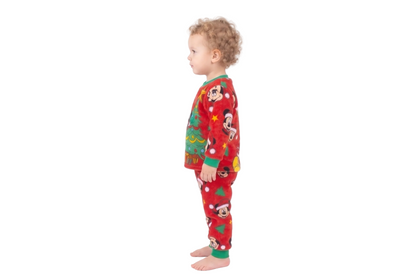 Disney Mickey Mouse Unisex 2-Piece Fleece Pajama Set, Long Sleeve "Dear Santa" Mickey and Christmas Tree Graphic Top and Pants