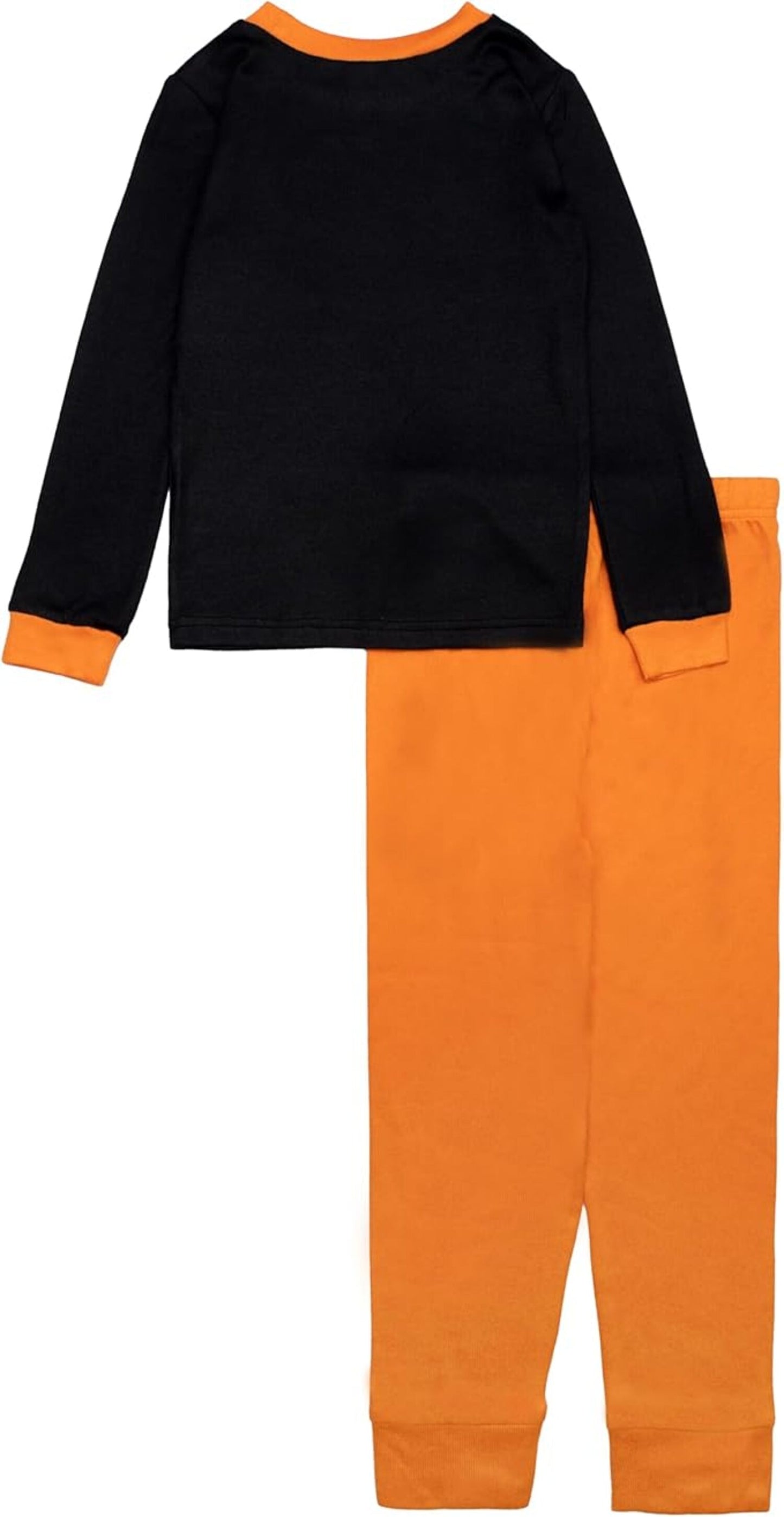 Marvel Spider-Man Halloween Boys 2-Piece Cotton Pajama Set, Long Sleeve Spidey and Ghost Graphic Top and Orange Pants