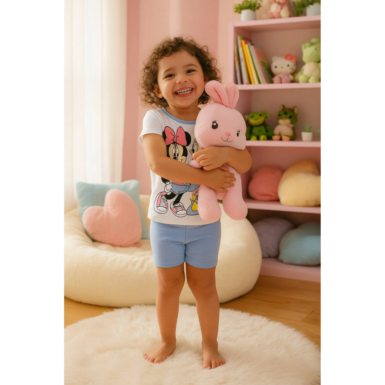 Minnie Mouse 4 Piece Girls Short Sleeve and Pant Pajama Set