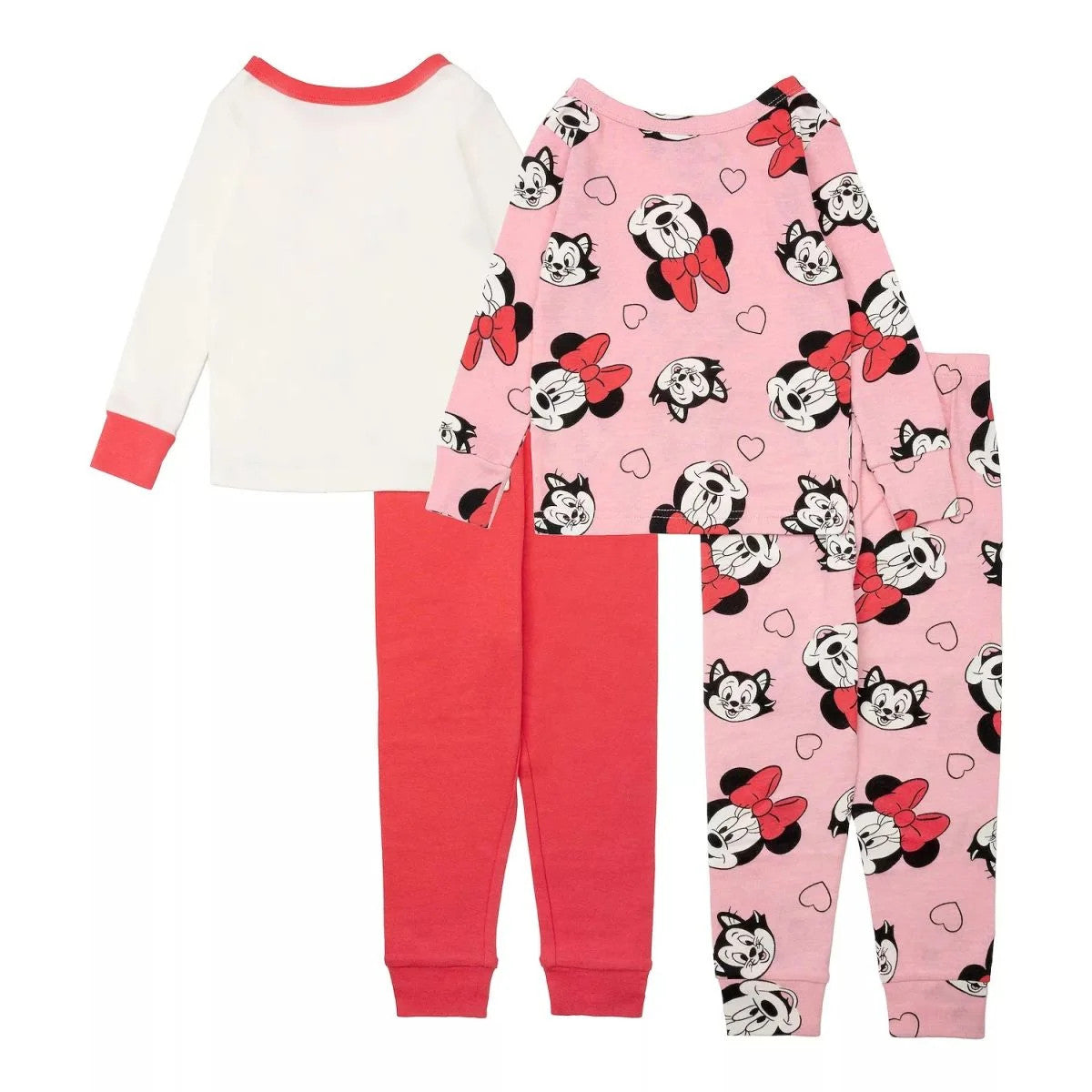Toddler Girl's Minnie Mouse and Cat Figaro 4-Piece Character Pajama Set