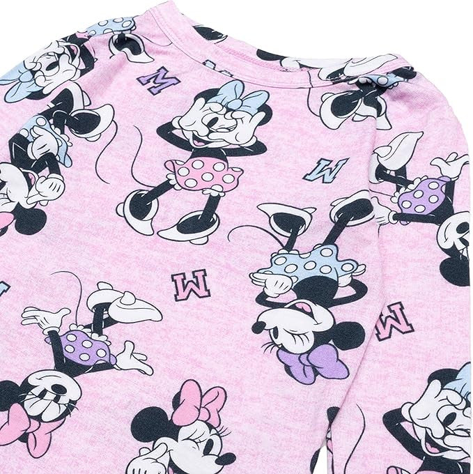 Disney Minnie Mouse 2-Piece Girls Long Sleeve Pajama Set with Top and Pants