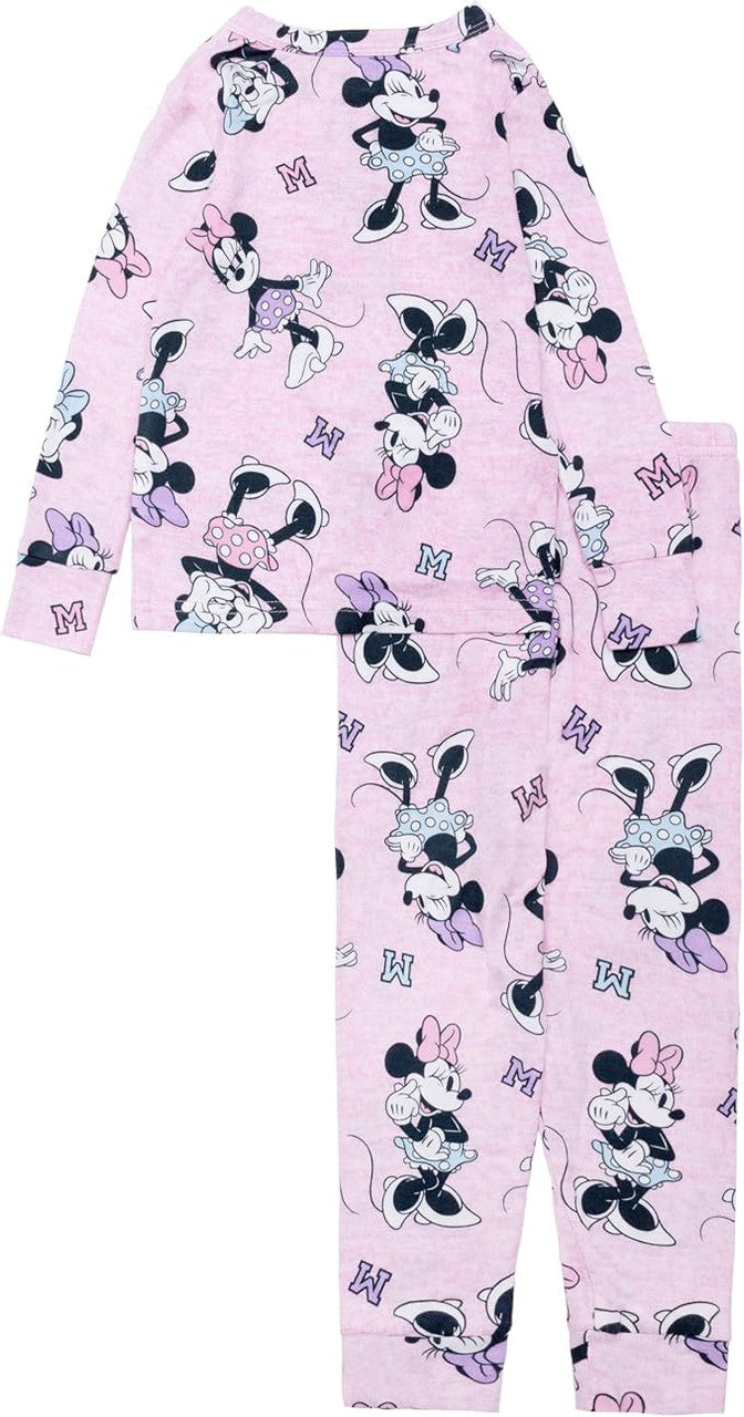 Disney Minnie Mouse 2-Piece Girls Long Sleeve Pajama Set with Top and Pants