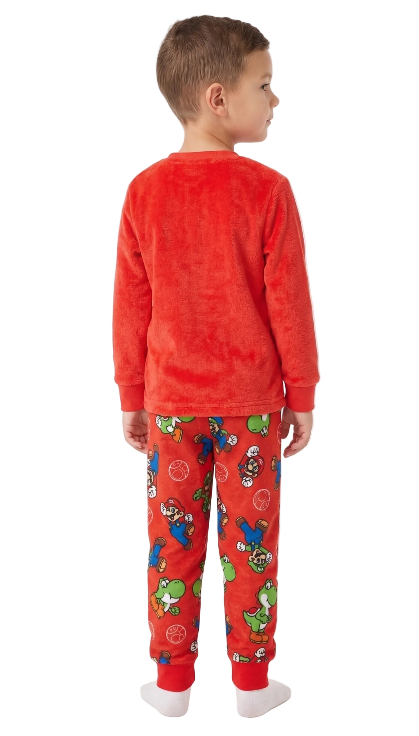 Super Mario Boys 2-Piece Fleece Pajama Set Featuring Mario, Luigi and Yoshi