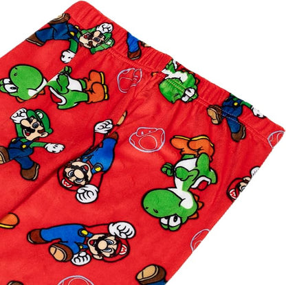 Super Mario Boys 2-Piece Fleece Pajama Set Featuring Mario, Luigi and Yoshi