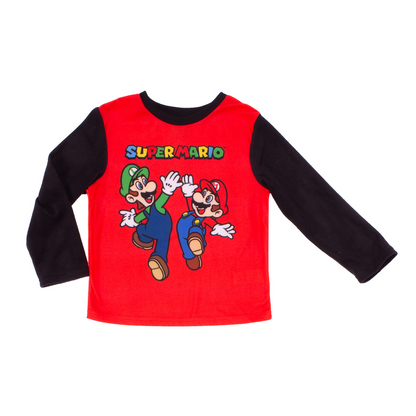 Super Mario Bros Boys 2-Piece Pajama Set – Long Sleeve Top and Pants