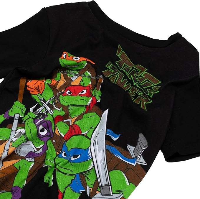 Teenage Mutant Ninja Turtles Kids 4 Piece Pajama Set - Short Sleeve Shirts, and Shorts