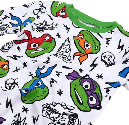 Teenage Mutant Ninja Turtles Kids 4 Piece Pajama Set - Short Sleeve Shirts, and Shorts