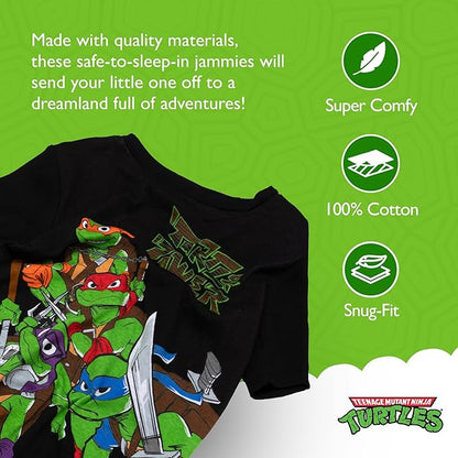 Teenage Mutant Ninja Turtles Kids 4 Piece Pajama Set - Short Sleeve Shirts, and Shorts
