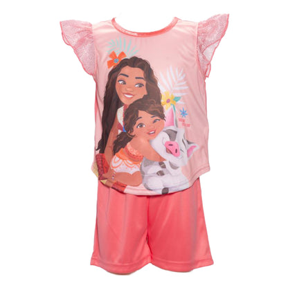 Disney Moana Toddler Girls 3-Piece Pajama Set – Short Sleeve Top, Long Pants and Shorts