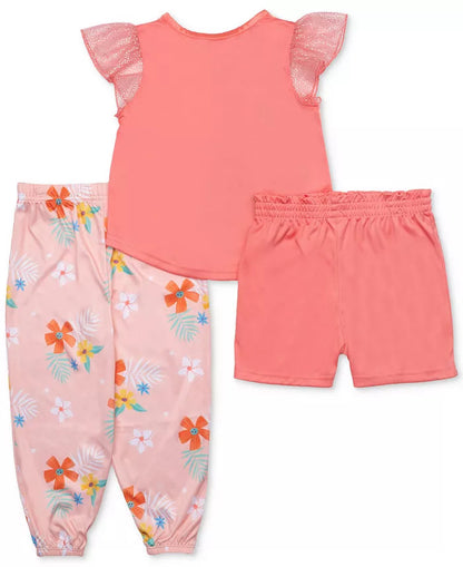 Disney Moana Toddler Girls 3-Piece Pajama Set – Short Sleeve Top, Long Pants and Shorts
