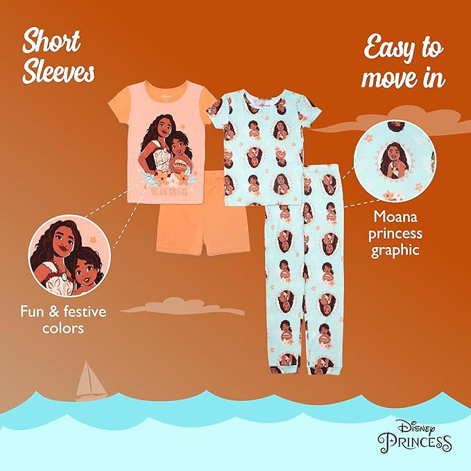 Disney Moana 2 Toddler Girls Ocean Sisters 4-Piece Pajama Set