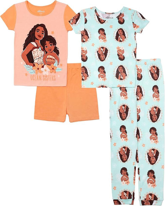 Disney Moana 2 Toddler Girls Ocean Sisters 4-Piece Pajama Set