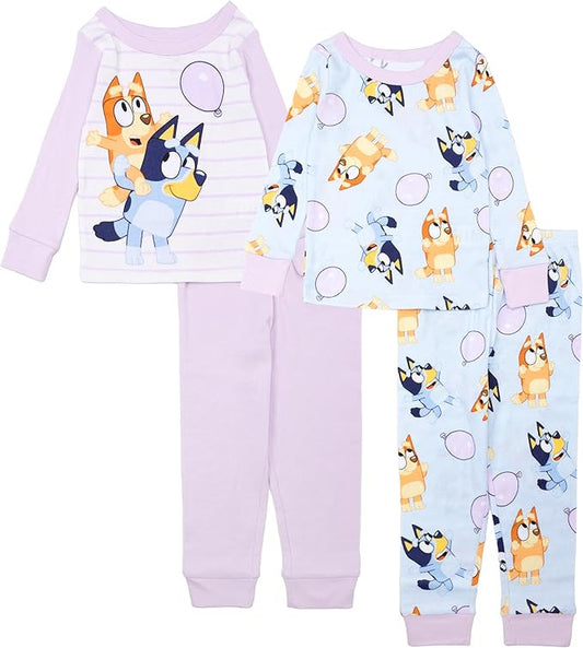 Bluey Girls 4-Piece Long Sleeve Pajama Set