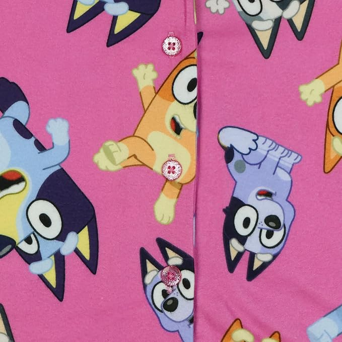 Bluey Toddler Girls Pink Button-Front Pajama Set with Long Sleeves and Pants, Character Print, Sizes 2T 3T 4T