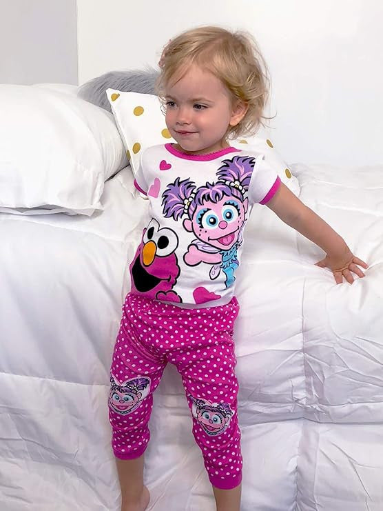 Sesame Street Girls Soft Elmo and Abby Cadabby Pajama Set