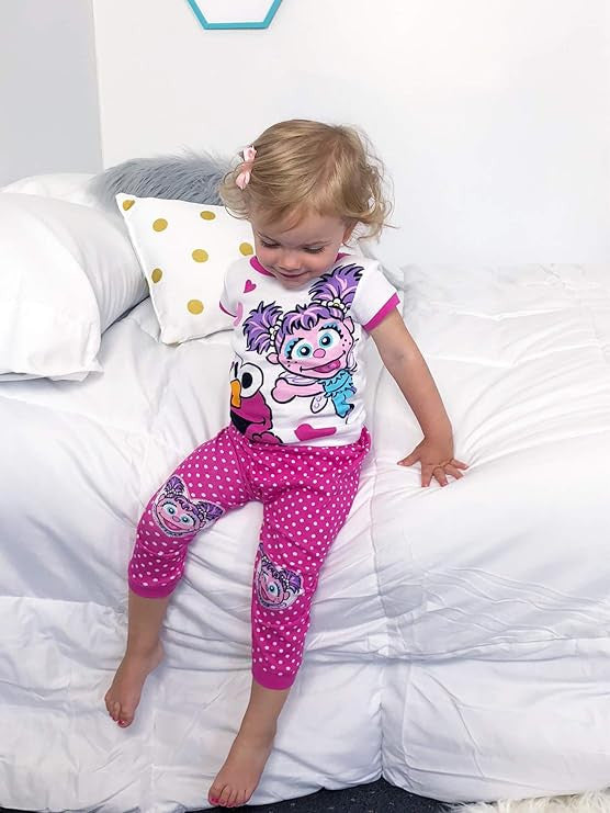 Sesame Street Girls Soft Elmo and Abby Cadabby Pajama Set