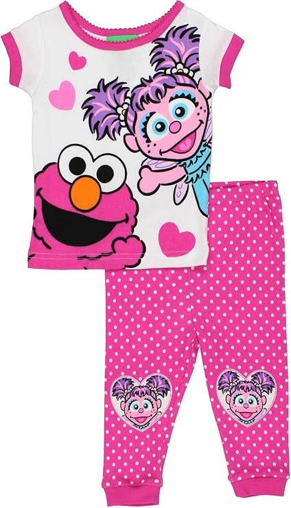 Sesame Street Girls Soft Elmo and Abby Cadabby Pajama Set