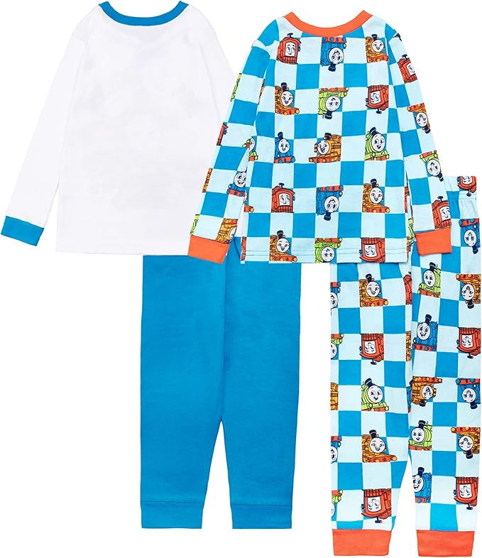 Thomas & Friends Boys' 4-Piece Matching Long-Sleeve Cotton Pajama Set