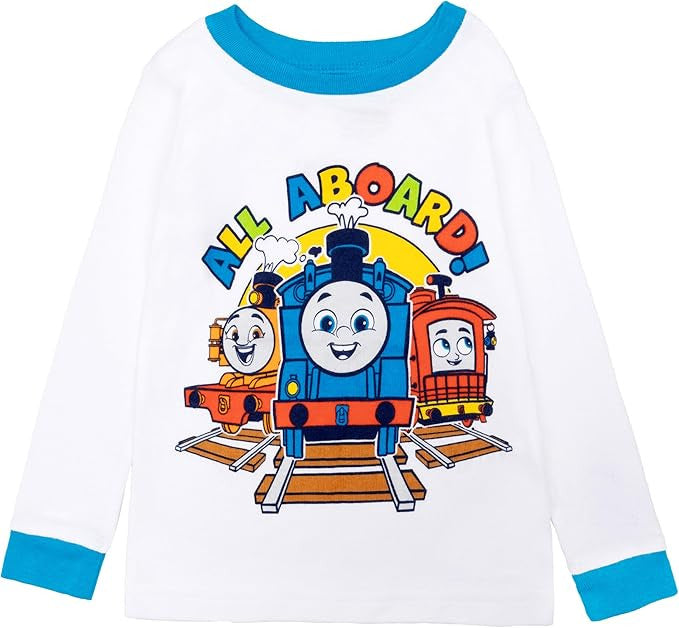 Thomas & Friends Boys' 4-Piece Matching Long-Sleeve Cotton Pajama Set
