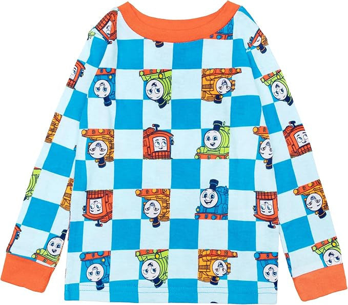 Thomas & Friends Boys' 4-Piece Matching Long-Sleeve Cotton Pajama Set