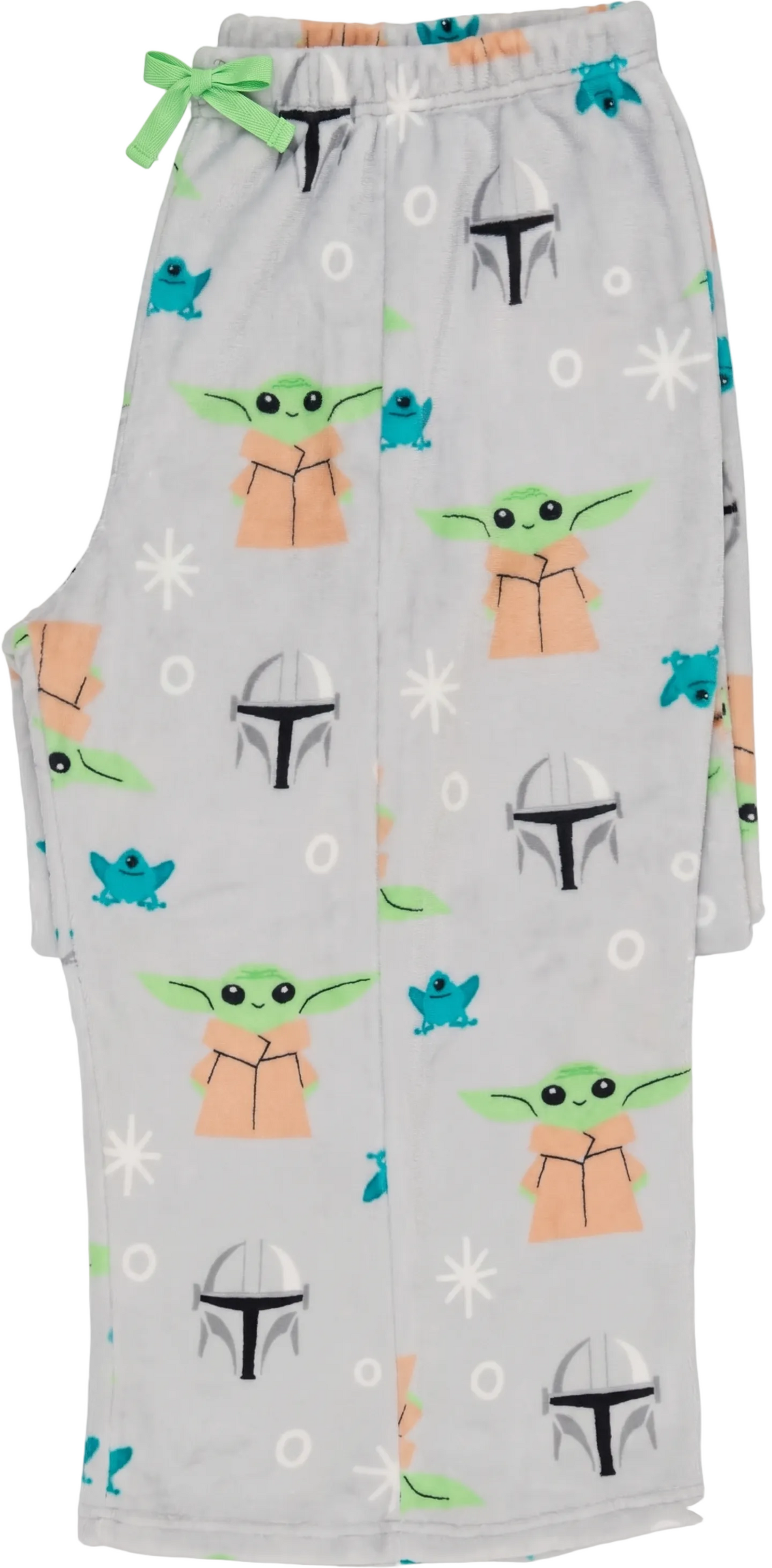 Star Wars The Mandalorian Boys Fleece Pajama Pants, Grogu and Mando Helmet All-Over Print Sleep Trousers, Heather Gray