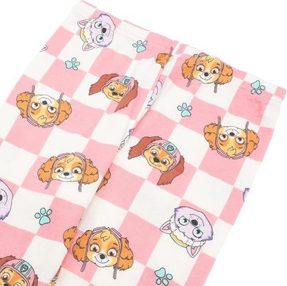 Paw Patrol Girls 4-Piece Cotton Pajama Set, Skye and Everest Graphic Tees and Matching Pants, Snug Fit Sleepwear, Pink/White
