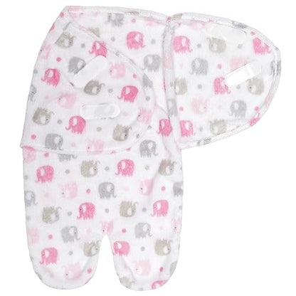 Baby Travel Swaddle Pink and Gray Elephant, Size 0-3 Months