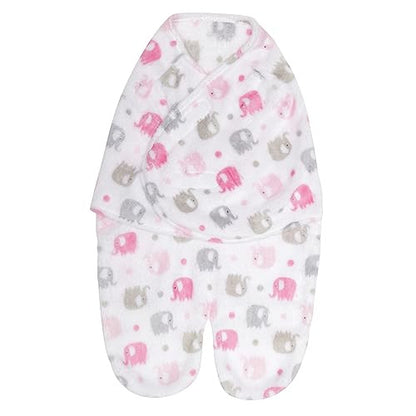 Baby Travel Swaddle Pink and Gray Elephant, Size 0-3 Months