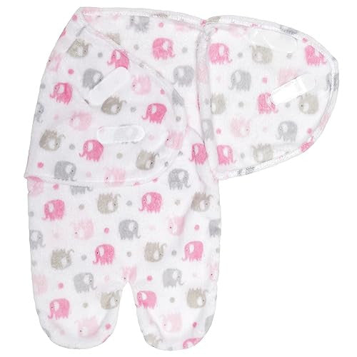 Baby Travel Swaddle Pink and Gray Elephant, Size 0-3 Months