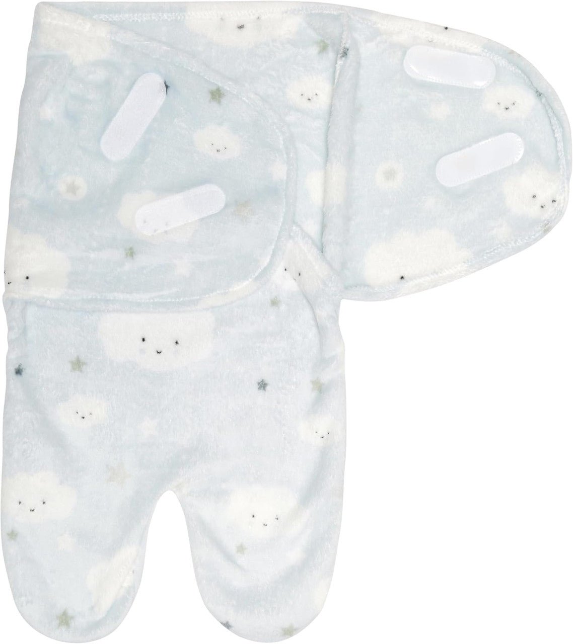 Baby Travel Swaddle Blue Clouds and Stars, Size 0-3 Months
