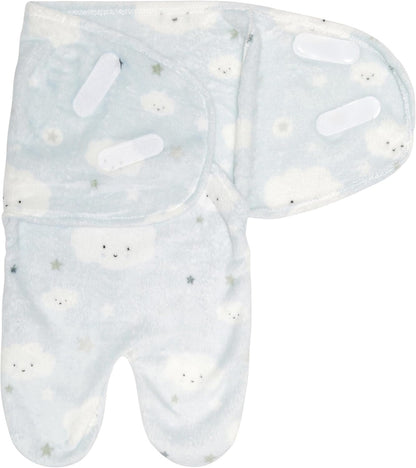 Baby Travel Swaddle Blue Clouds and Stars, Size 0-3 Months