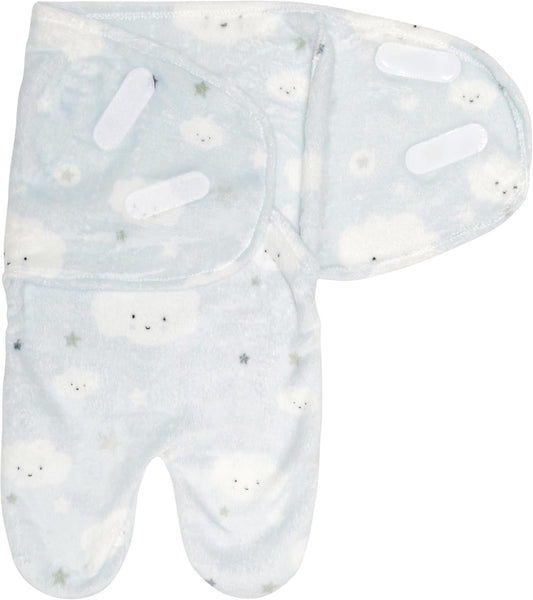Baby Travel Swaddle Blue Clouds and Stars, Size 0-3 Months
