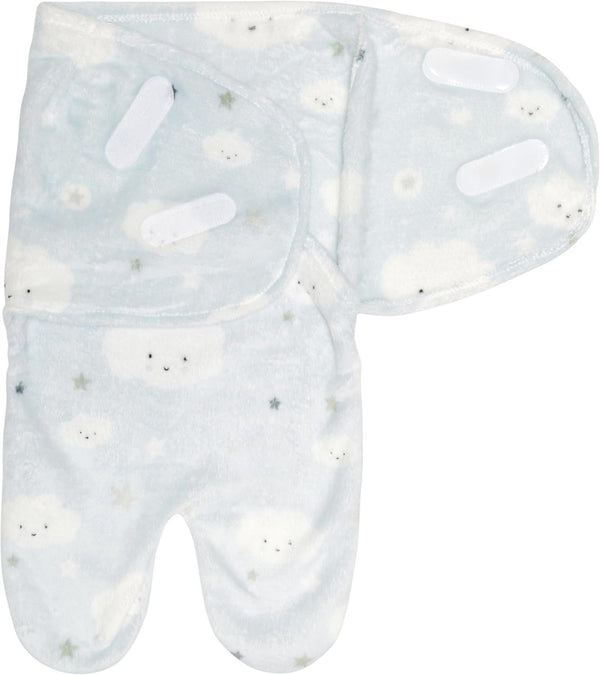 Baby Travel Swaddle Blue Clouds and Stars, Size 0-3 Months