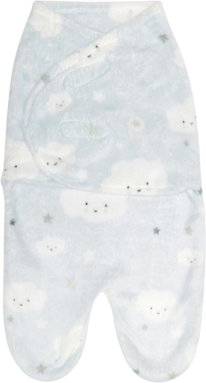 Baby Travel Swaddle Blue Clouds and Stars, Size 0-3 Months