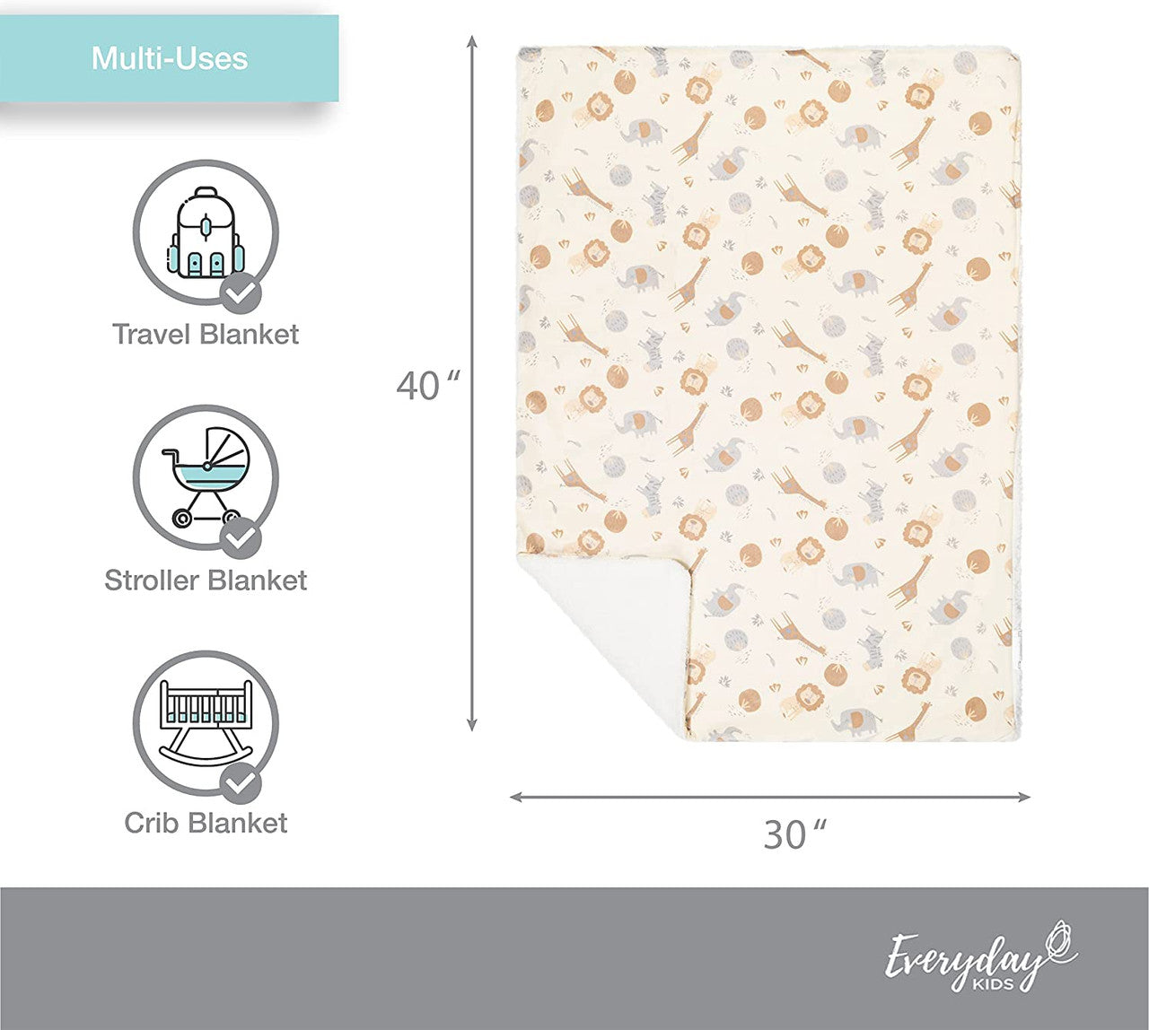 Everyday Kids Baby Blanket Safari