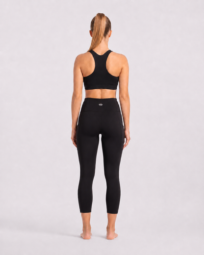 New York Laundry Women's High-Waisted Full Length Leggings with Side Pockets, Jet Black
