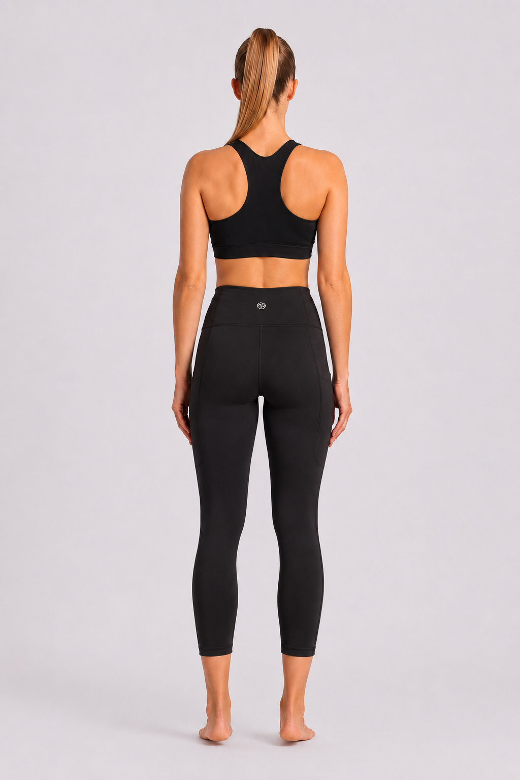 New York Laundry Women's 7/8 High-Waisted Leggings with Side Pockets, Jet Black