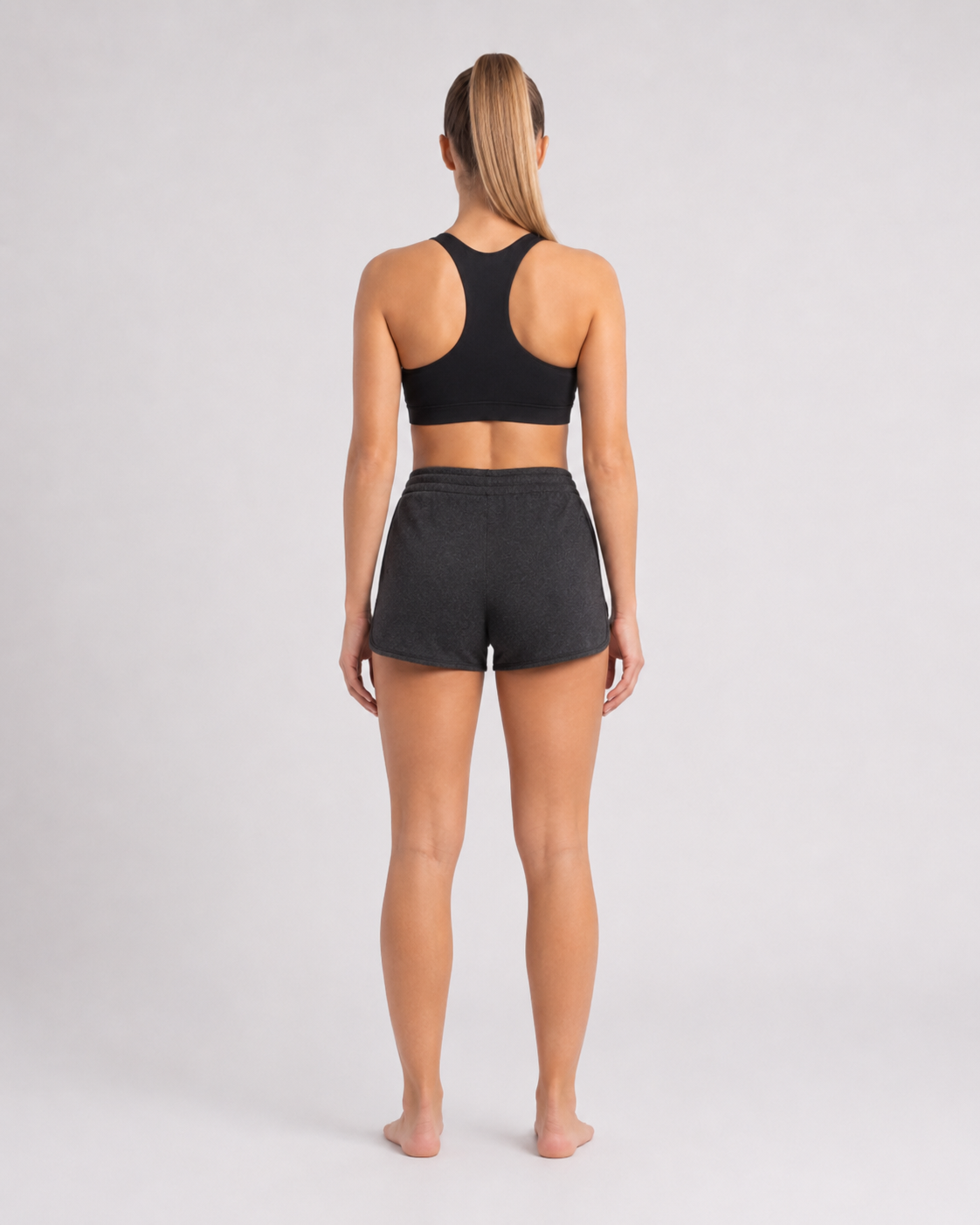 New York Laundry Women's 3-Inch Running Shorts with Drawstring Waistband and Pockets, Charcoal Heather