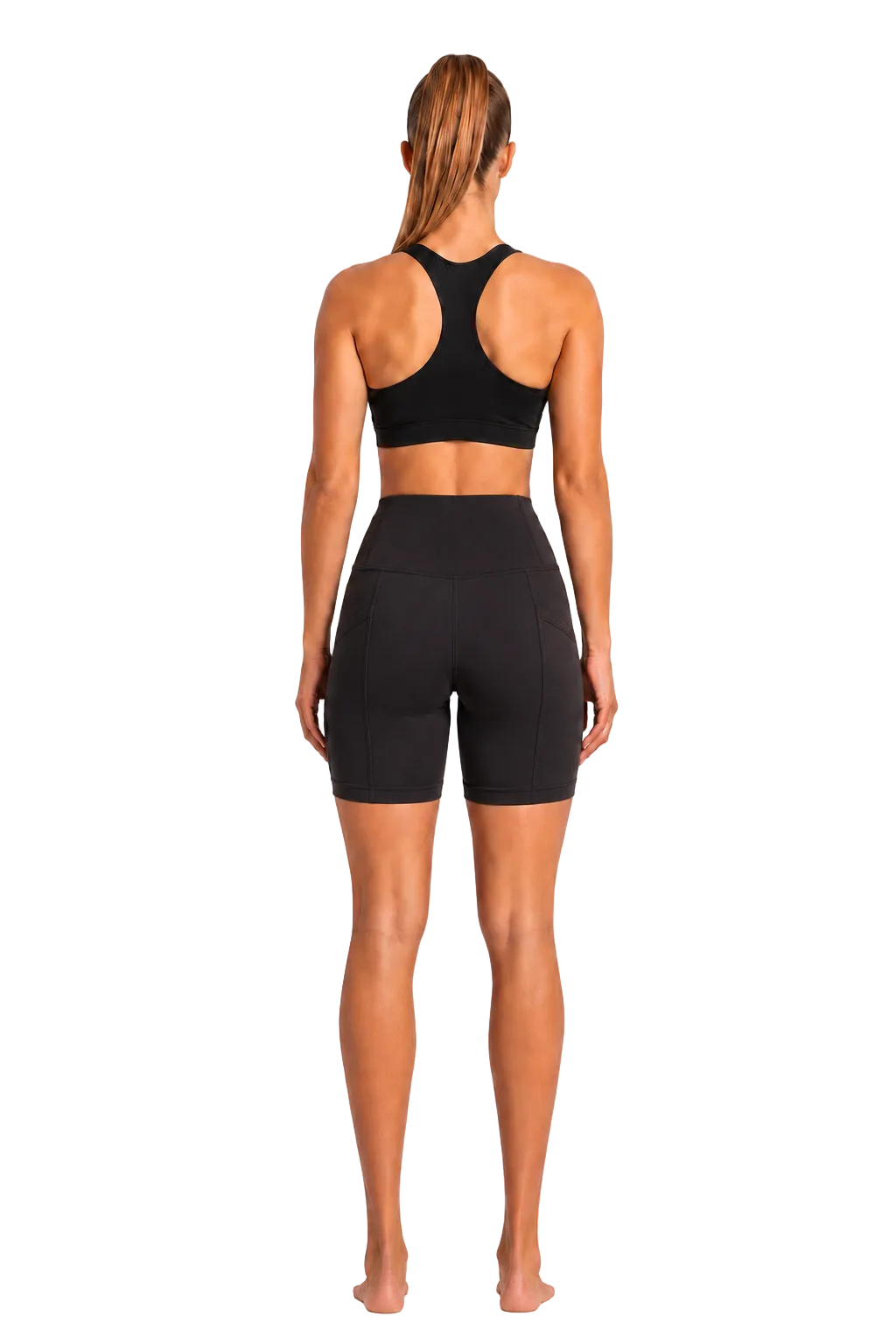 New York Laundry Women's 7-Inch High-Waisted Biker Shorts with Side Pockets, Jet Black