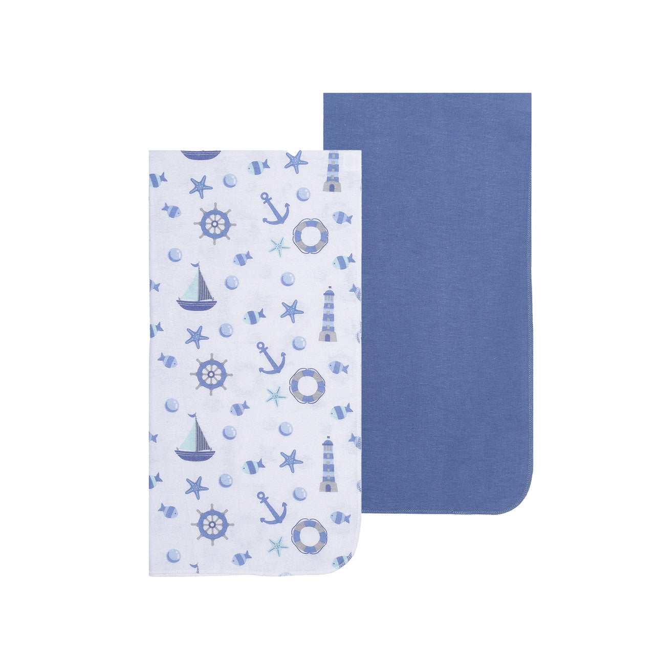 EVERYDAY KIDS 4 Pack Flannel Receiving Baby Blanket Set - Nautical/Wavy Stripes