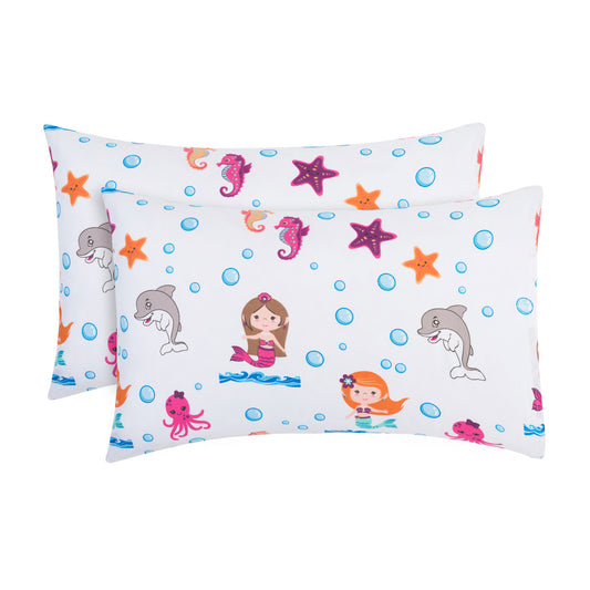 EVERYDAY KIDS 2-Pack Toddler Travel Pillowcases - Undersea Mermaid Adventure