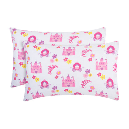 EVERYDAY KIDS 2-Pack Toddler Travel Pillowcases - Princess Storyland