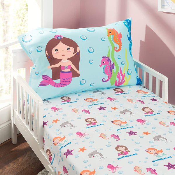 Everyday Kids Toddler Sheet Set - Undersea Mermaids Adventures